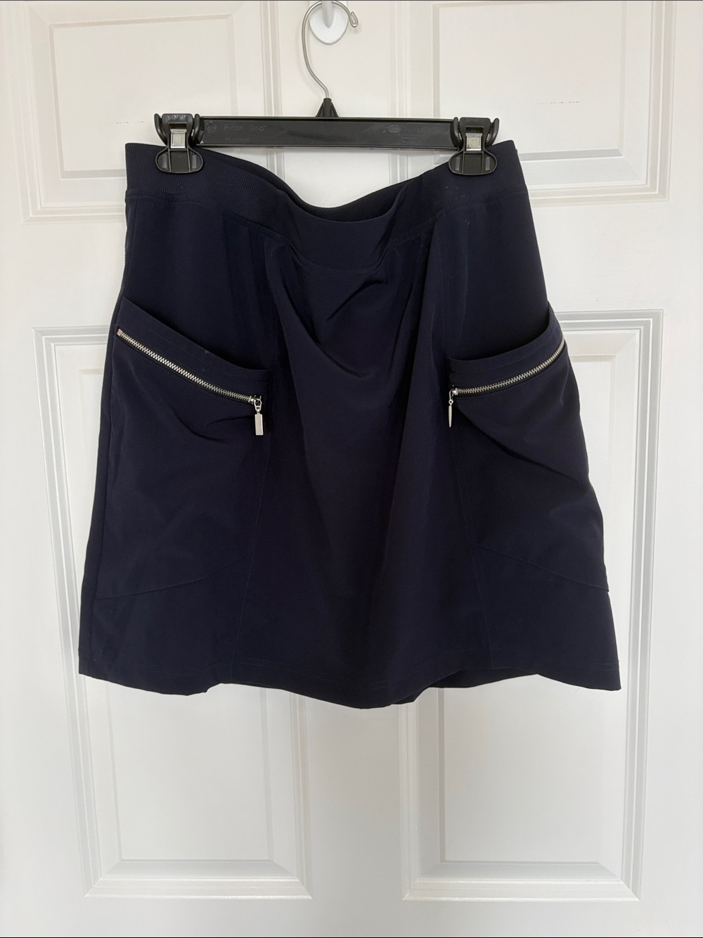Chico's Navy Blue A-Line Skort with Zip Pockets
